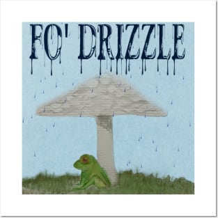 Fo' Drizzle frog using mushroom as umbrella Posters and Art